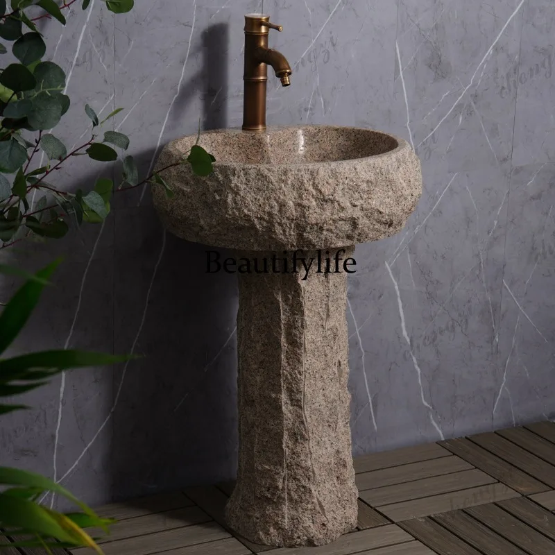 Factory direct sales natural stone washbasin outdoor courtyard washbasin column basin simple stone washbasin