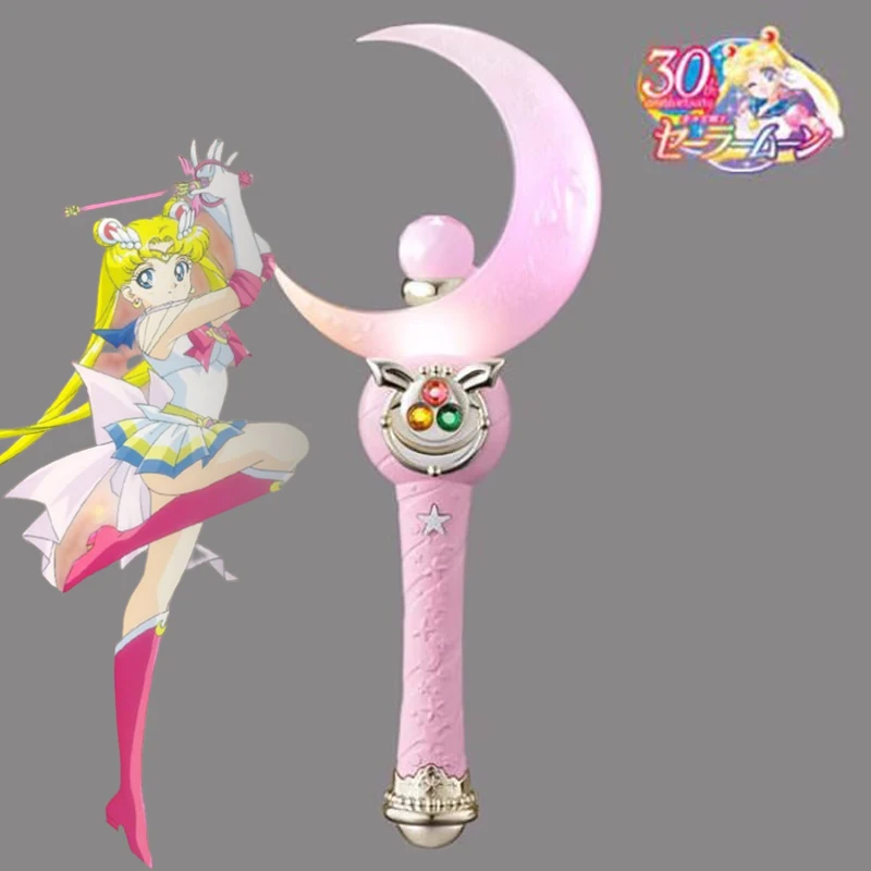 Original Bandai Sailor Moon Cosplay Figure Star Moon Stick Shiny Miracle Series Anime Tsukino Usagi Kawaii Luminous Model Doll