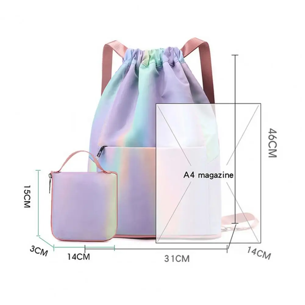 Gym Backpack with Waterproof Materials Drawstring Bag for Pool Days Gradient Color Drawstring Sports Backpack for Men Women