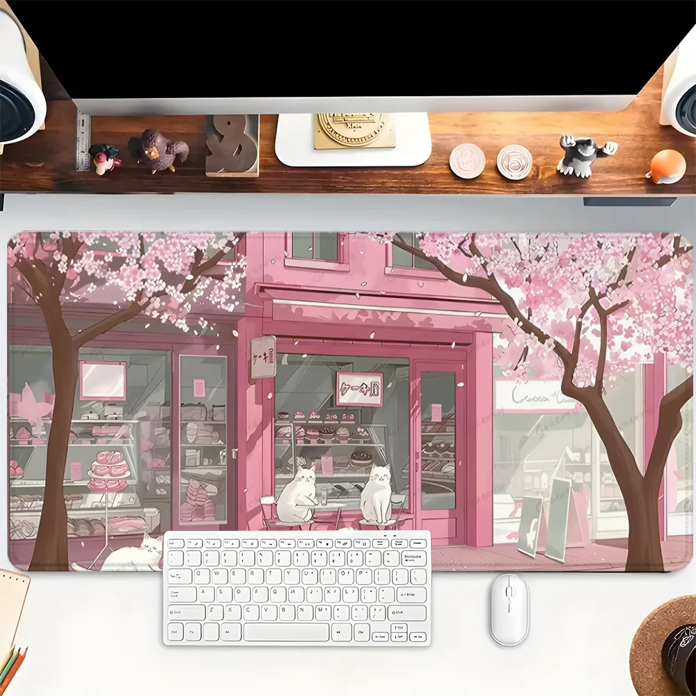 

Розовый мультяшный коврик для мыши XXL игровой коврик для мыши резиновая основа с прошитыми краями нескользящий настольный коврик компьютерные большие настольные аксессуары