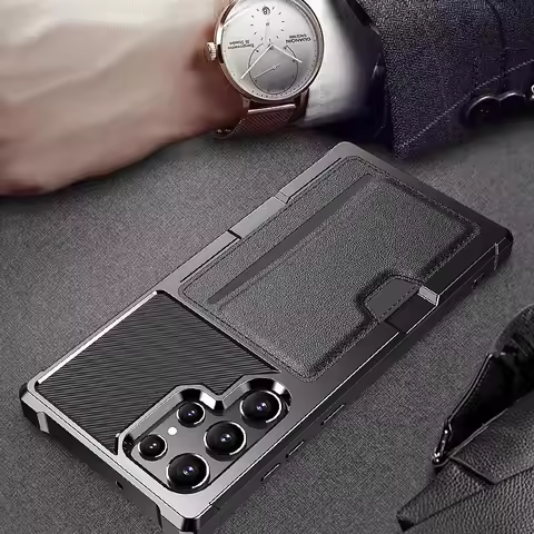 Card Holder Business Leather Case for Samsung Galaxy S25 Ultra S24 S22 S23 S21 FE S20 Plus A16 A55 5G A35 A15 A54 A14 A34 A53