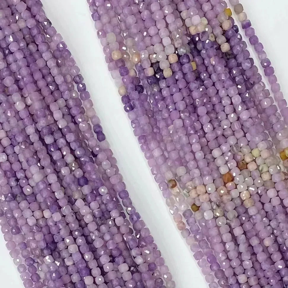 

Натуральный фиолетовый лепидолит куб слюда 38 см свободные бусины для изготовления ювелирных изделий дизайн модный камень DIY браслет женское ожерелье или подарок