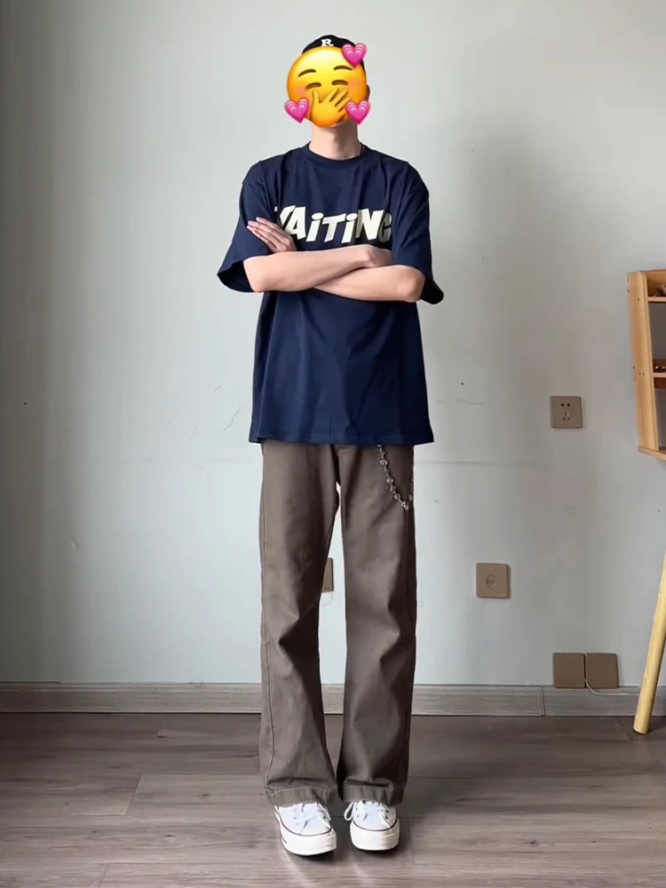 

Ce Brown High Street Vibe Men's Jeans Spring Autumn American Clean Fit Knife Loose Straight Leg Micro Flare Long Trousers