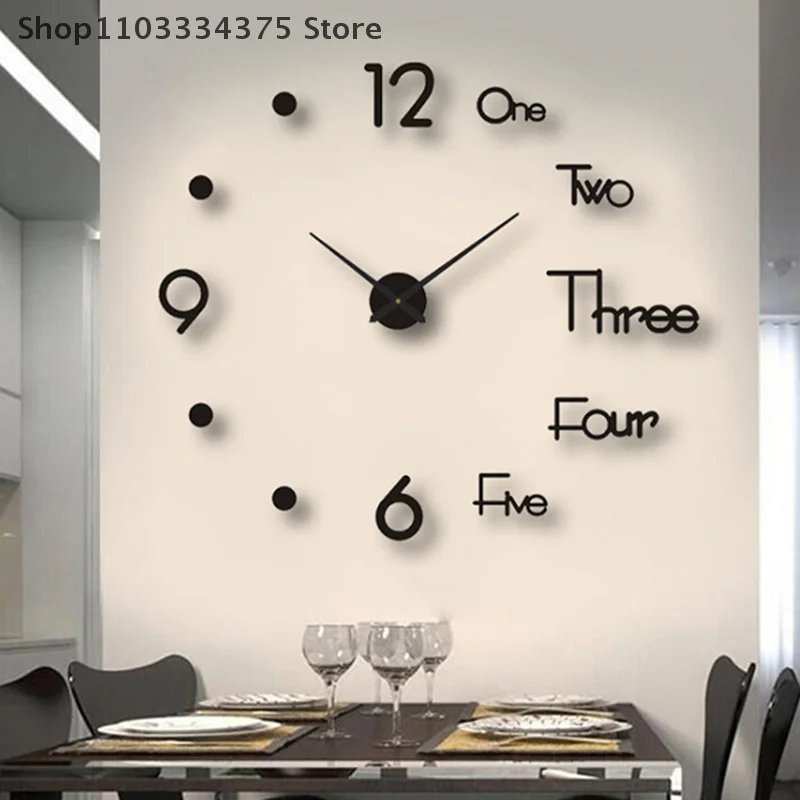 3D Wall Clock Mirror Wall Stickers Creative DIY Wall Clocks Modern Design Mute Quartz Needle Watch Home Decor
