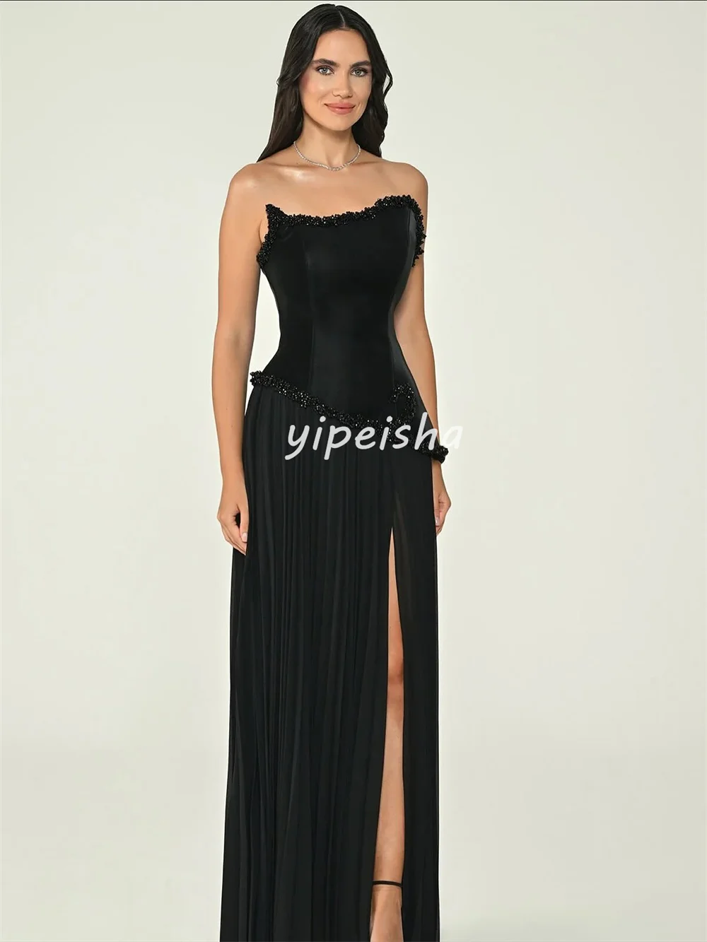 Personalizado intrincado beading lantejoulas a linha sem alças vestidos longos sob medida vestidos de ocasião estilo moderno tamanhos disponíveis retro