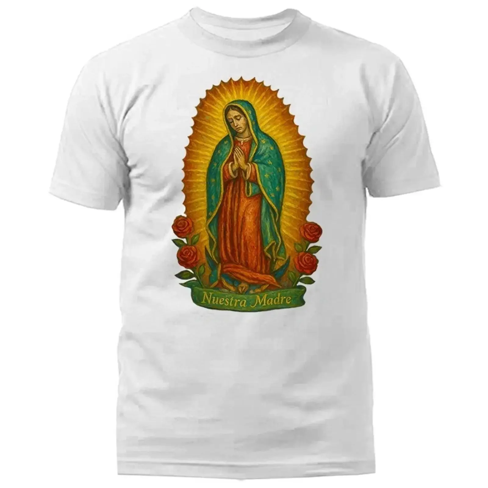 Our Lady Virgin Of Guadalupe Maria Catholic Religious T shirt vintage Washed designer clothes homme Comfortable streetwear