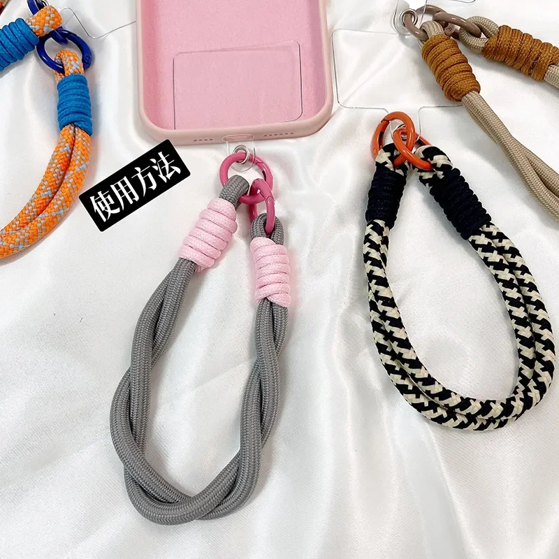 

Creative Braided Lanyard Keychain For Phone Case Women Anti Lost Knot Rope Strap Car Key Chains Diy Accessories Fashion Keyring
