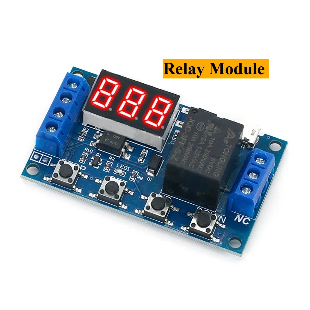 تيار مستمر 6-30 فولت الموقت التتابع تأخير التتابع وحدة للبرمجة دورة الموقت مع شاشة LED TYPE-C/المايكرو USB التبديلات 6 فولت 9 فولت 12 فولت 24 فولت