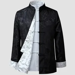 Chemise Dragon Chinois pour Hommes, Combinaison de Kung Fu, Nouvel An Chinois, Vêtements Traditionnels Tang Trempés, Vestes Hanfu pour Hommes