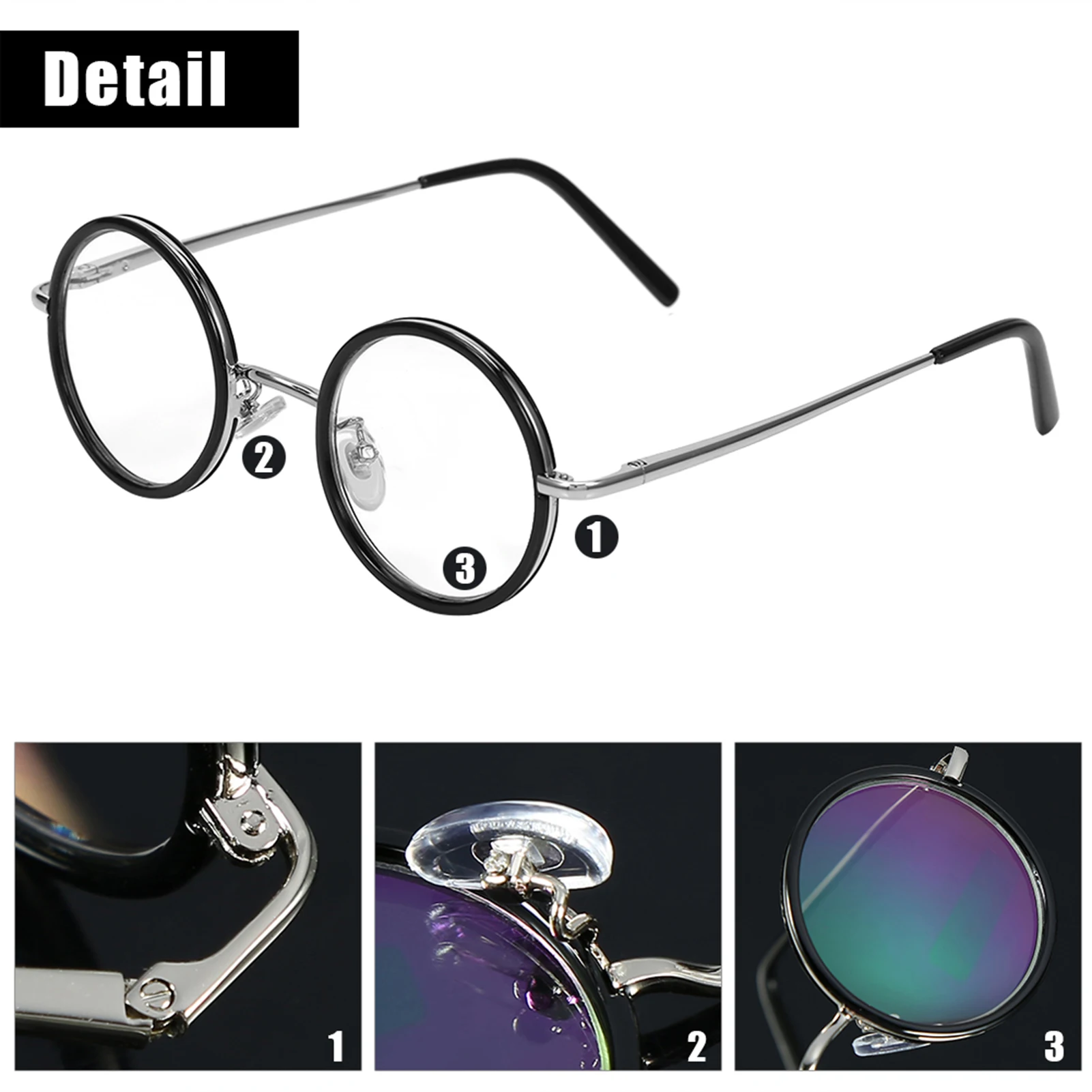 Presbyopic reading glasses Retro Round Resin Lightweight Magnifying Presbyopic Reading Glasses Fatigue Relieve Strength