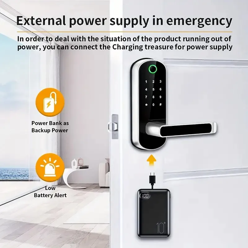 CIEPOJIT Smart Fingerprint Door Lock App Remote Control Keyless with Fingerprint/Password/Key/Card/TTLock APP Unlock