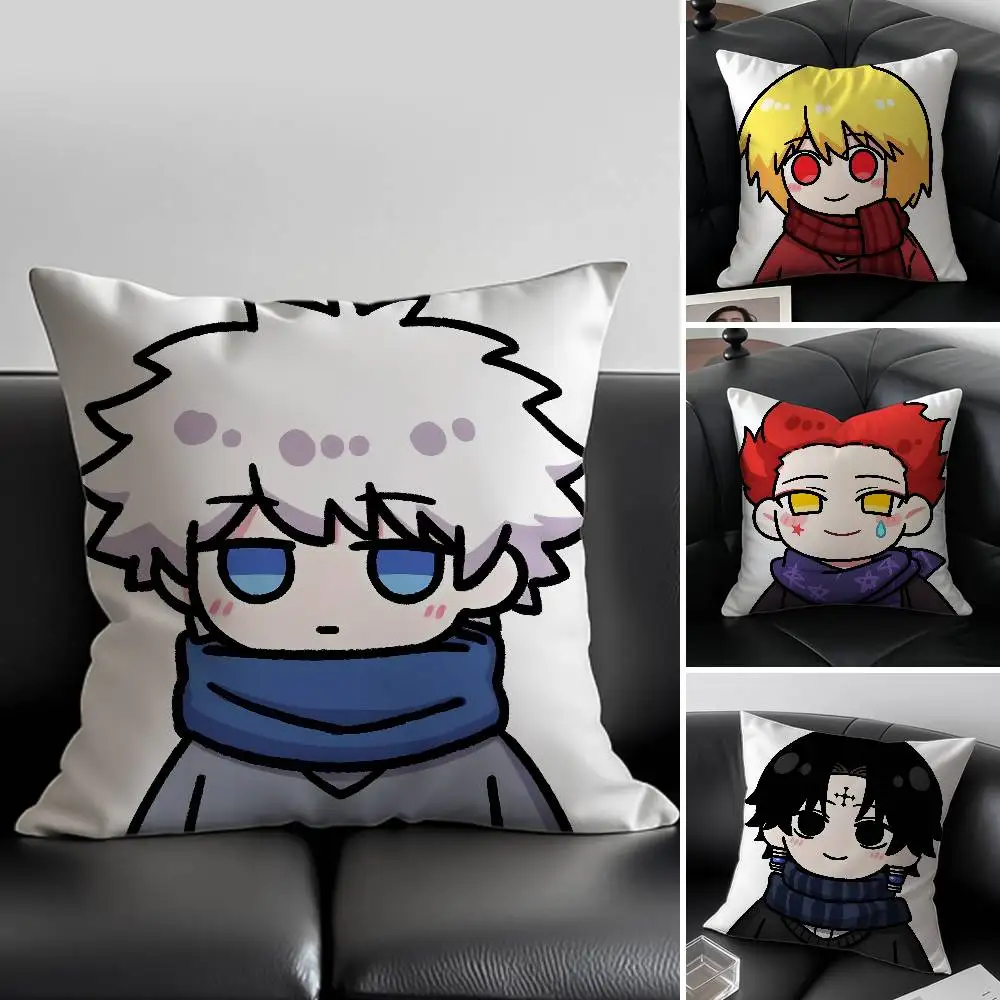Anime H-Hunter x h-Hunter Cute Pillow Case Anti-dustmite Pillowcase Invisible zipper silky short plush Sofa cushion cover