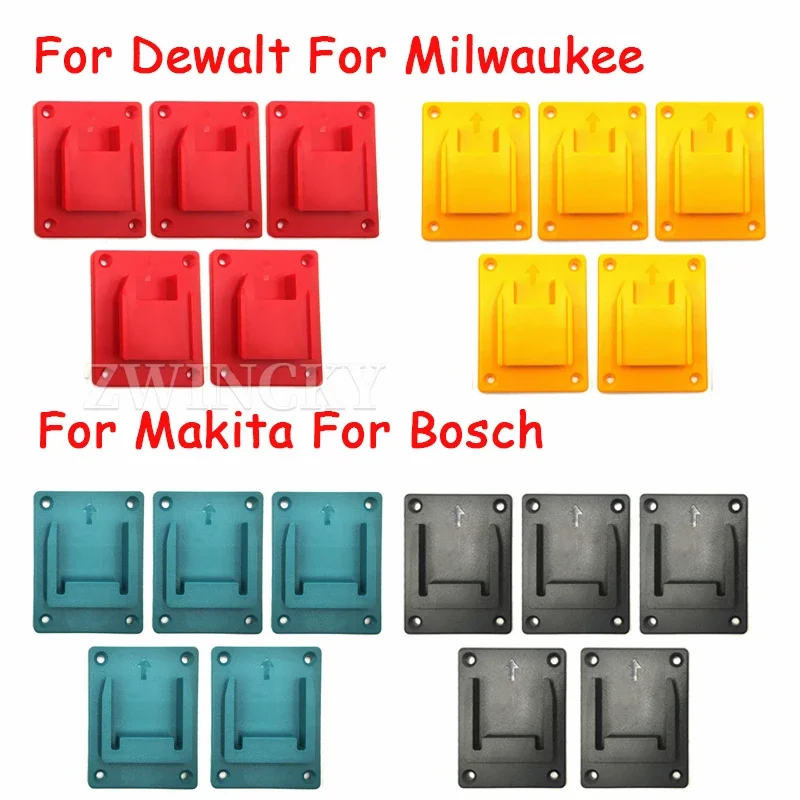 5Packs Tool Mount Storage Bracket For Makita Bosch Dewalt Milwaukee 18V 20V Li-ion Battery Tool Machine Drill Holder Slots Stand