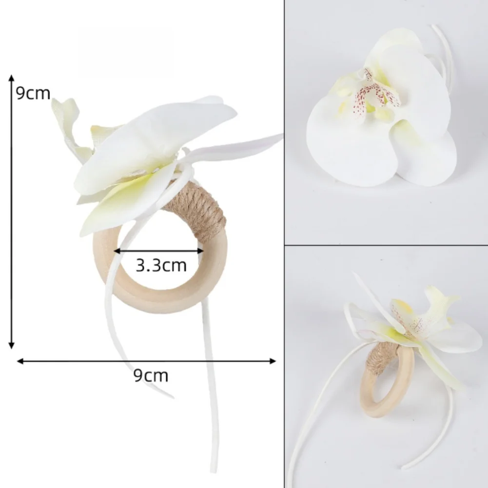 Wooden Napkin Rings with Subtle Orchid Texture Nordic Style for Wedding Catering Services and Hotel Dining Table Decor
