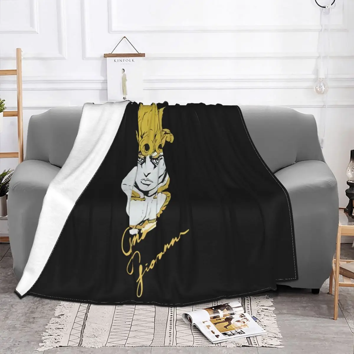 Jojo Bizarre Adventure Golden Wind Giorno Giovanna T Jojo Jjba Ne Any Logo 2021 Throw Blanket