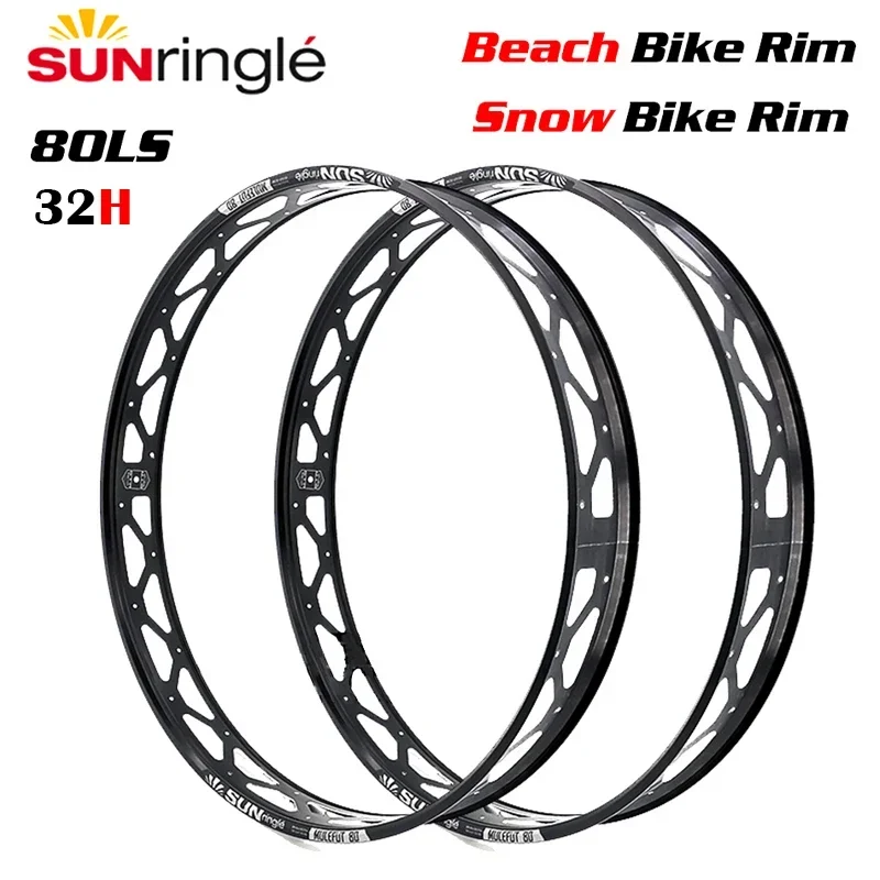 Sunringle-llanta de bicicleta de montaña, llantas de 80LS, para playa, nieve, 26/27, 5 pulgadas, 32H de ancho, aros de aluminio