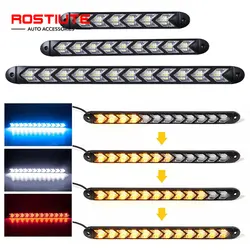 2PCS 2 In 1 Car DRL Led Daytime Running Lights Strip Arrow Sequential Turn Signal Lamp Flexible Auto Headlights Day Light 12V