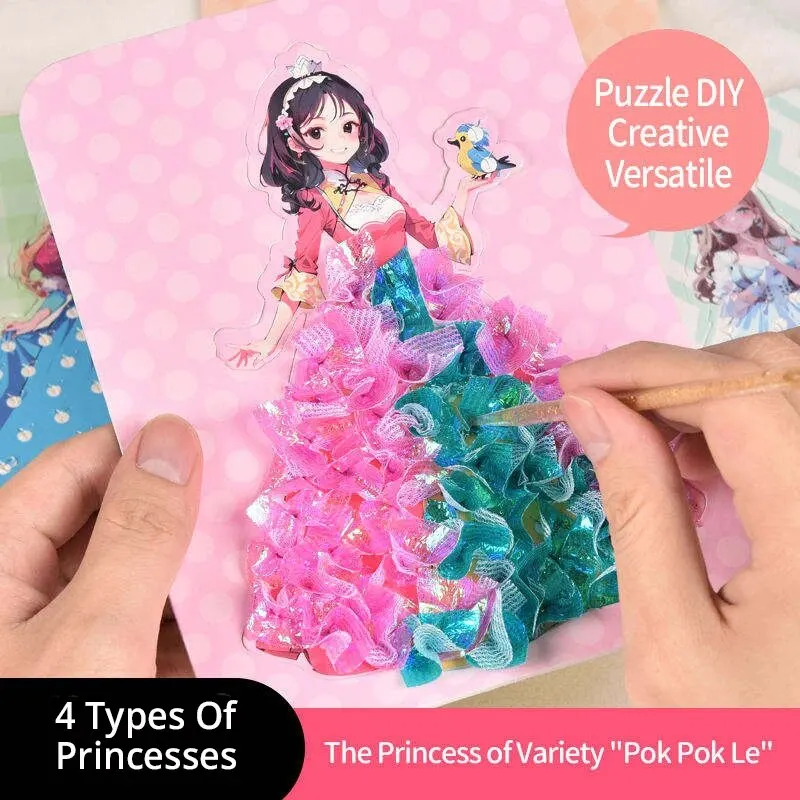 DIY 3D Drawing Board Cards Kids Puzzle Fine Motor Training Toys Handmade Play Matching Cards Princess Dress Up Toy