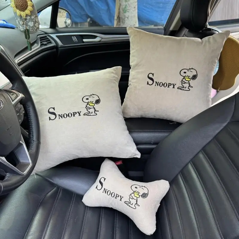 Snoopy Car Headrests Kawaii Car Seat Pillows Cartoon Car Pillows Neck Pillows Cute Interior Decoration Car Gifts