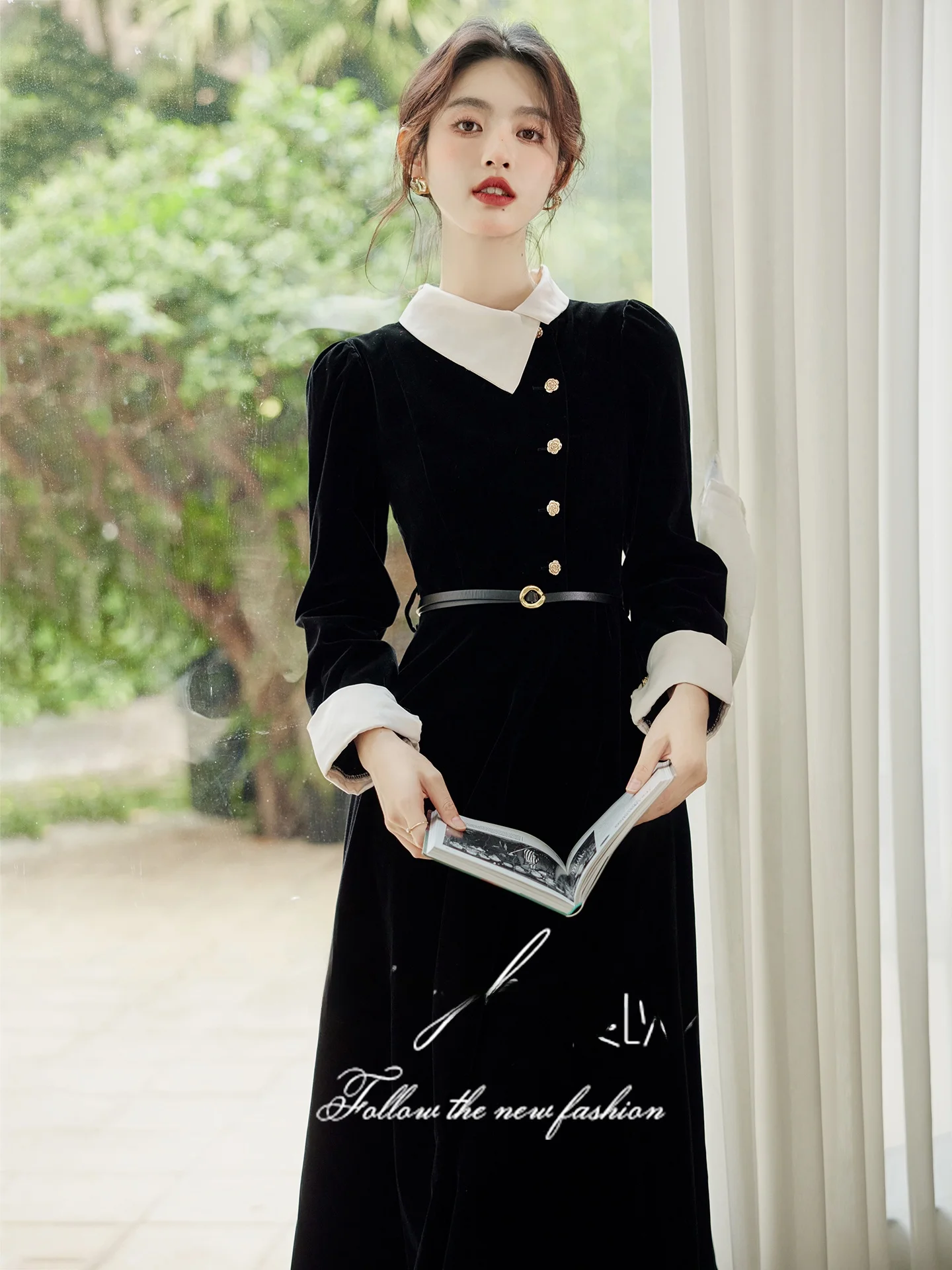 

Женская вельветовая юбка Hebe Sle с высокой талией, А-силуэт, длинная, теплая, для собеседований, черная, в винтажном стиле, модная