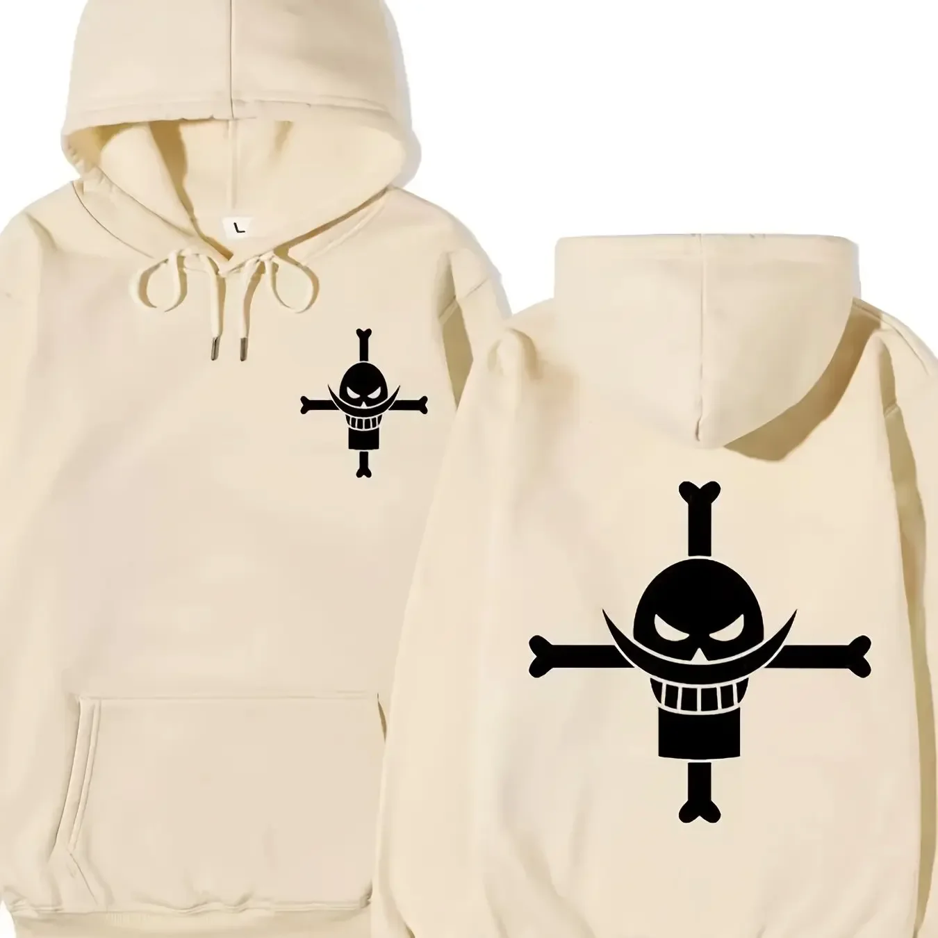 Anime 1pcs White Beard Printed Men'S Long Sleeve Hoodie