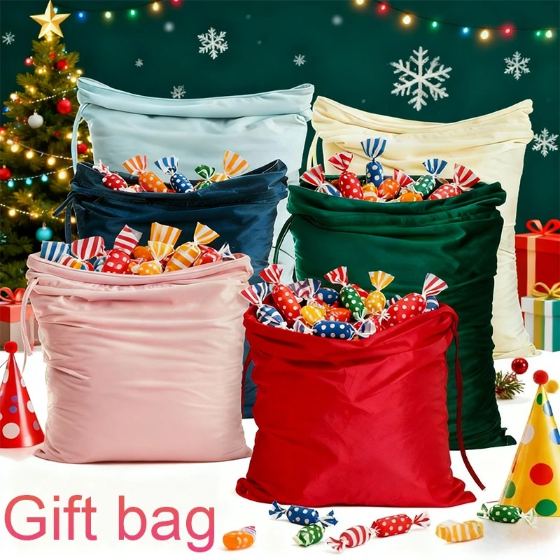 

2026 New Large Christmas Velvet Drawstring Gift Bag Reusable Santa Claus Backpack Bag Perfect for Santa Party Favor Sновый Год