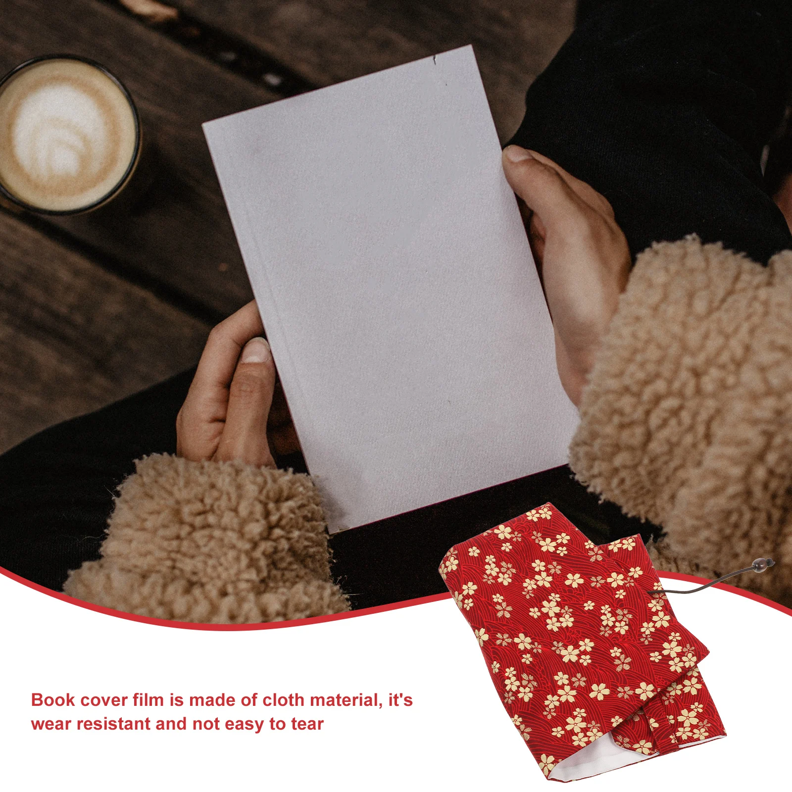 

2pcs Gold Stitched Flower Cloth Book Cover Sleeve Small Flowers Decorative Textbook Protective Covers Pattern