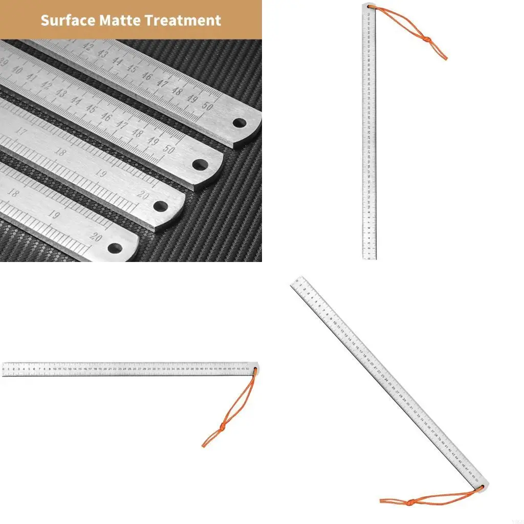 Stainless Straight Ruler Car Mount Defense Ruler Inch MM Double Sided Scale Y5GB