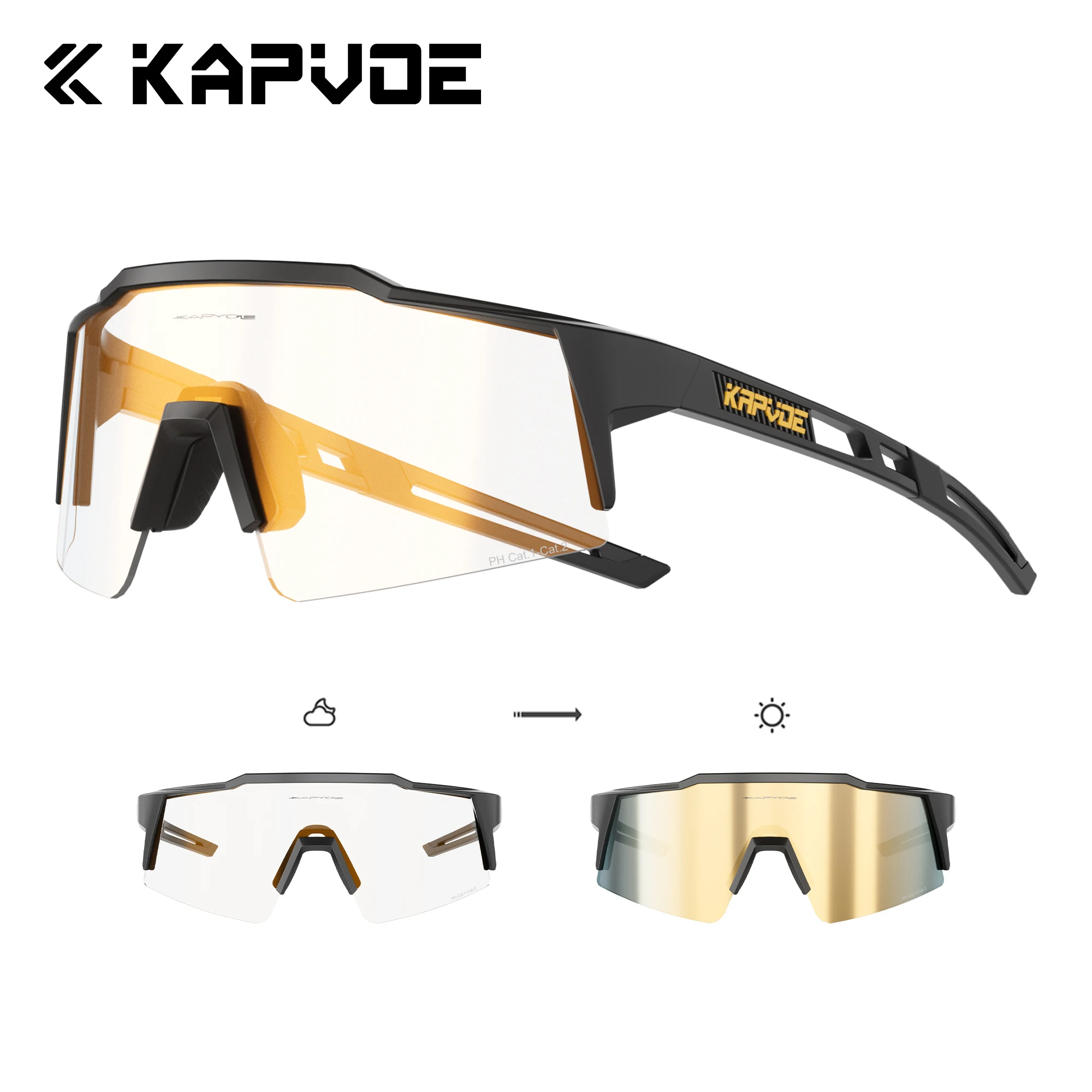 Kapvoe 2026 Photochromic Hiking Eyewear Cycling Sunglasses for Men Climbing Mountain Camping New Bicycle Goggles Eyewear Sports