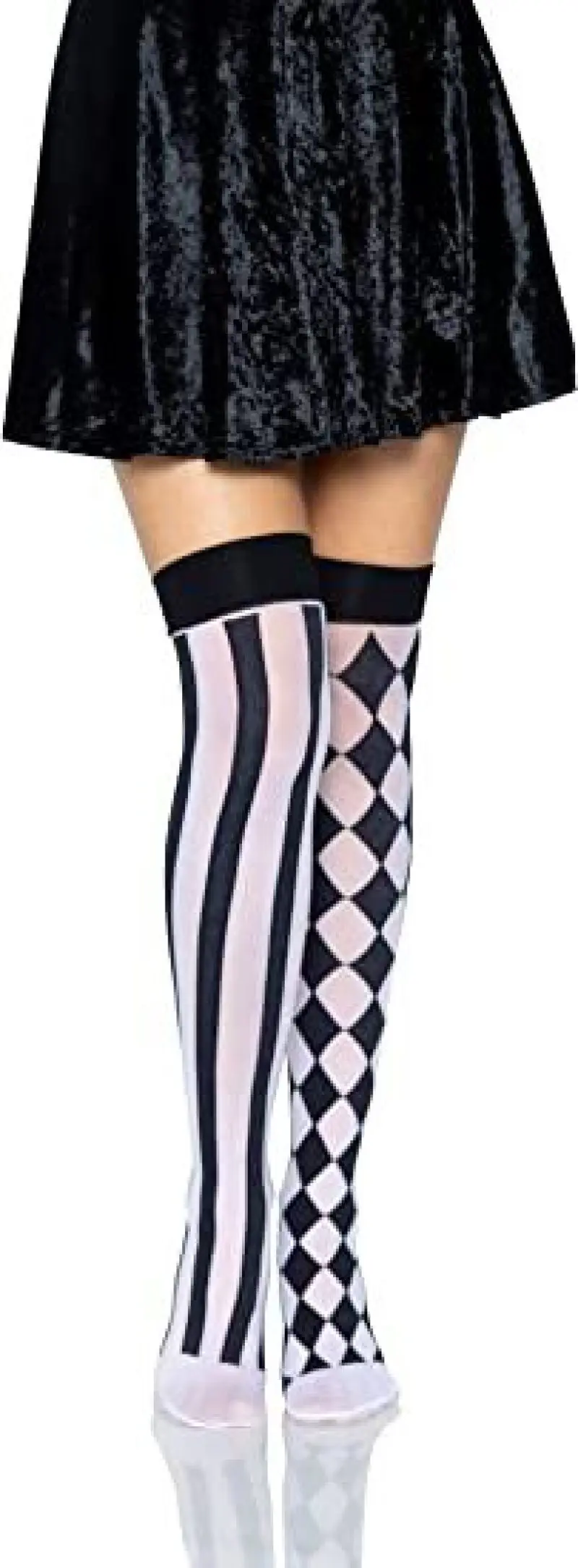 Halloween Black and White Checkered Socks Vertical Striped Dance Costumes Props Clown Stockings