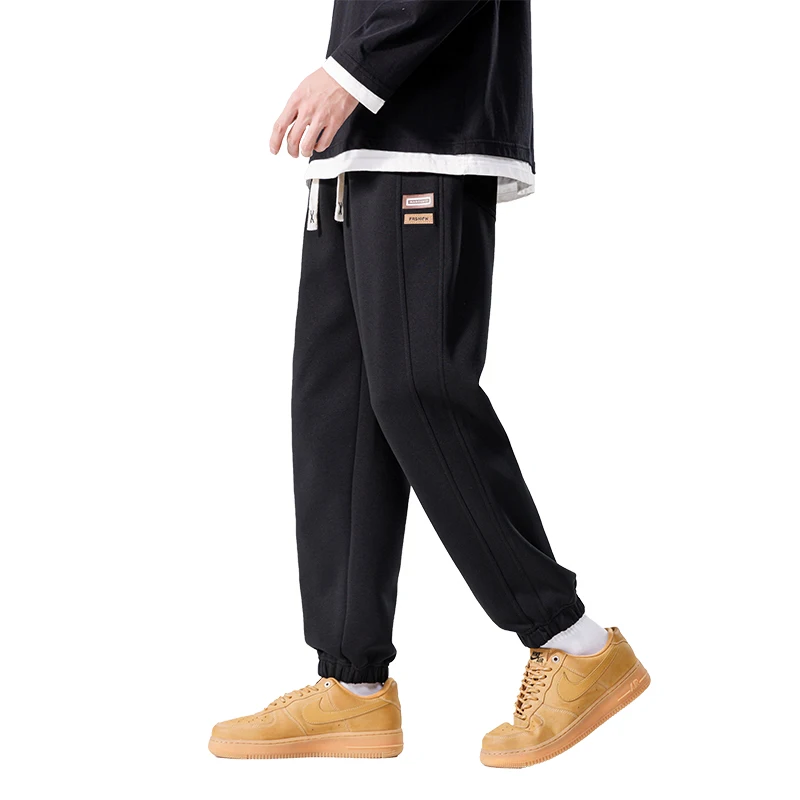 

Spring Autumn New Solid Color Fashion Elastic Waist Sweatpants Man High Street Casual Loose Pockets Drawstring Cotton Trousers