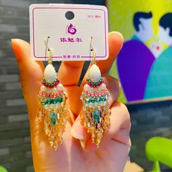 Bohemian simple fashion temperament tassel crystal earrings