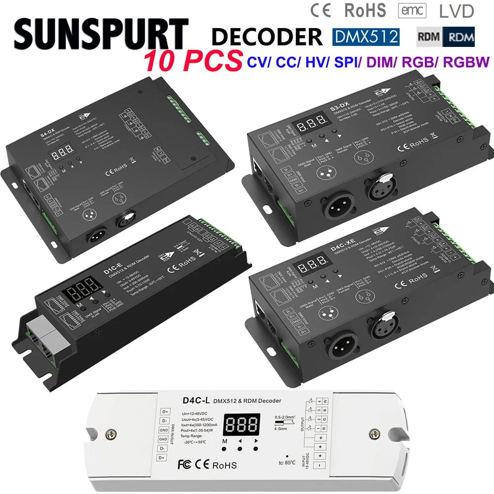 5P 4Channel Constant Current DMX512&RDM Decoder 4CH DS D4C S4-DX Dimmer PWM Numeric Display CC CV HV SPI RGB/RGBW LED Controller