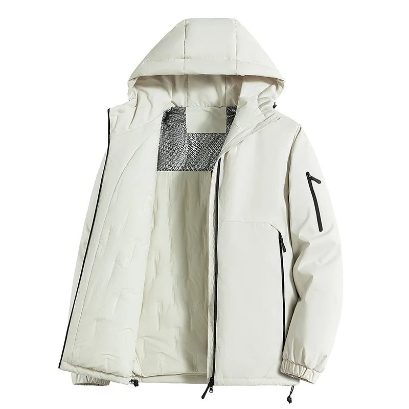 Men Down Jacket Winter New Thicken Waterproof Windproof Long Sleeve Male Coat Simple Solid Color Outdoor Sport Man Outerwear