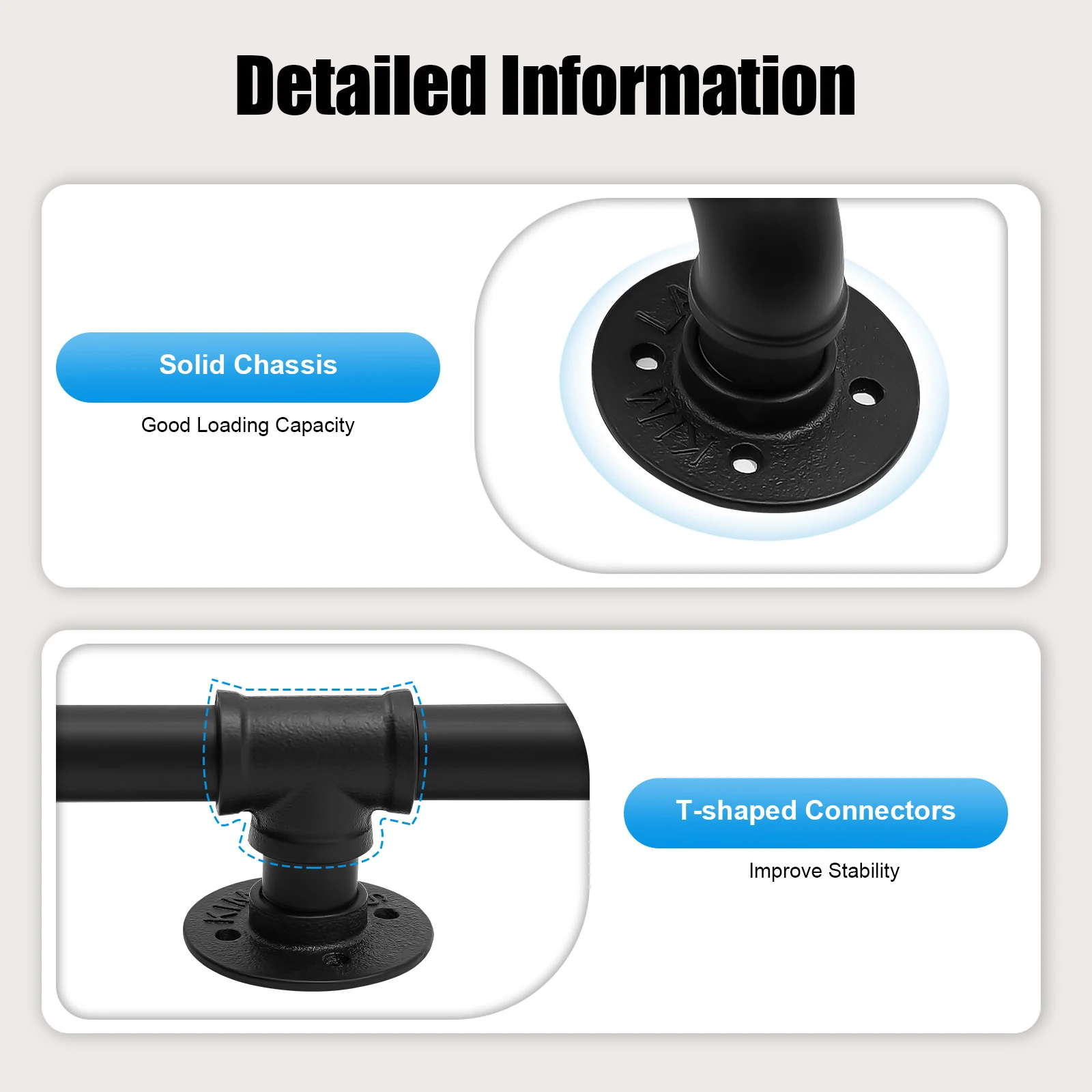 Stair Handrail, 12 Feet Handrails for Stairs, Galvanized Industrial Pipe Railing Indoor Pipe Handrail with Wall Mount Support