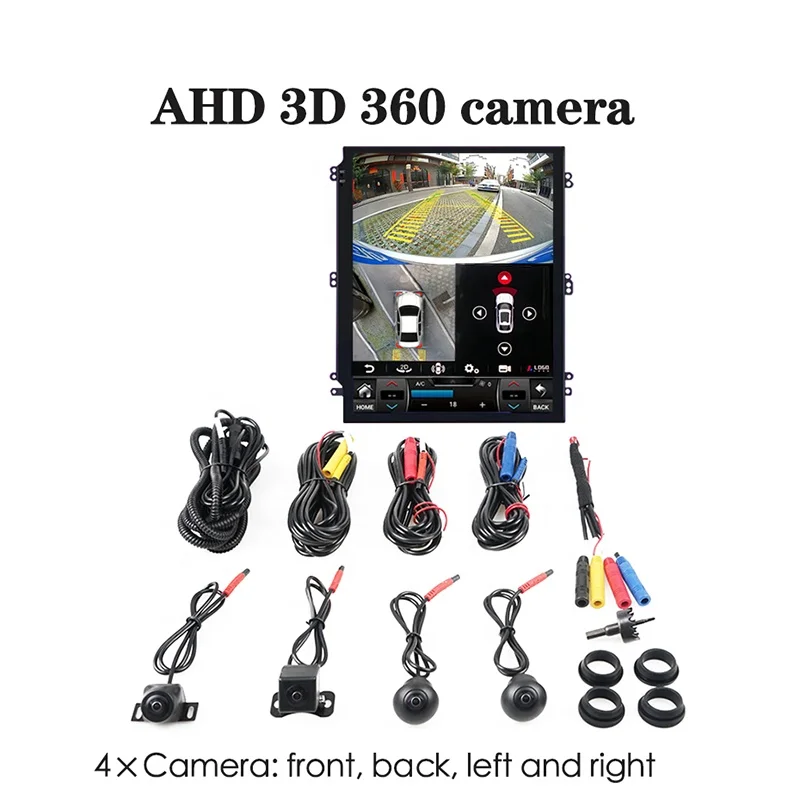 1080P ثلاثية الأبعاد 360 درجة سيارة عين الطيور كاميرا الرؤية المحيطية القيادة لنظام أندرويد رصد راديو ستيريو السيارة العالمي مشغل وسائط متعددة