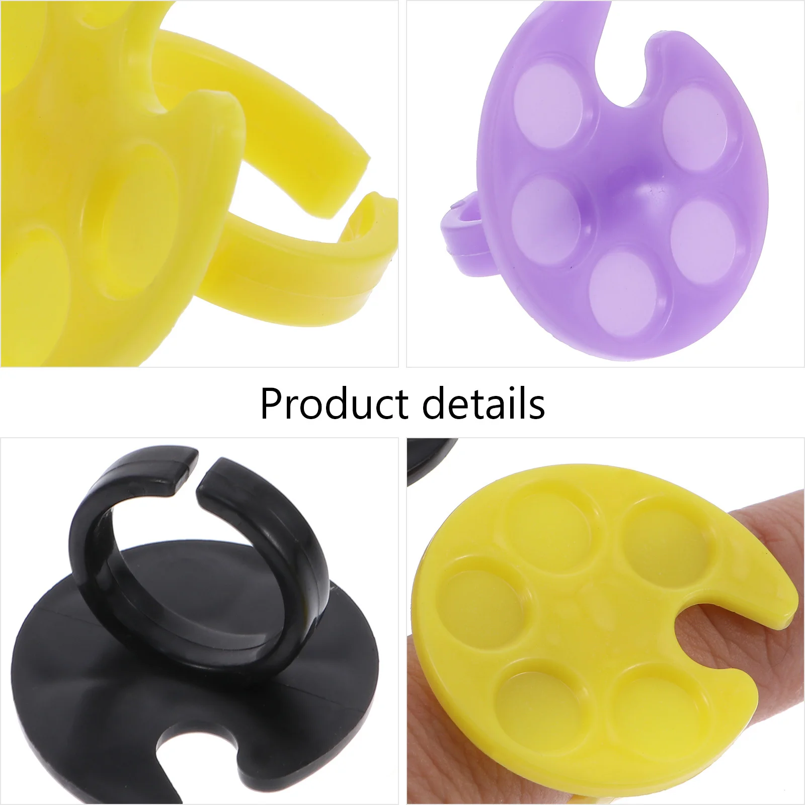 Tavolozze di anelli per nail art indossabili da 10 pezzi Vassoio di miscelazione in plastica liscia adatto per fondotinta pigmentato per smalto e salone di manicure