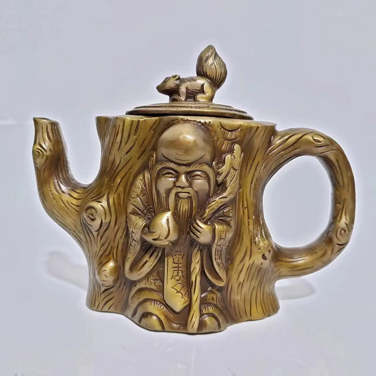 

Old Ming Dyansty copper birthday Boy teapot,Decoration,collection &Adornment,Free shipping