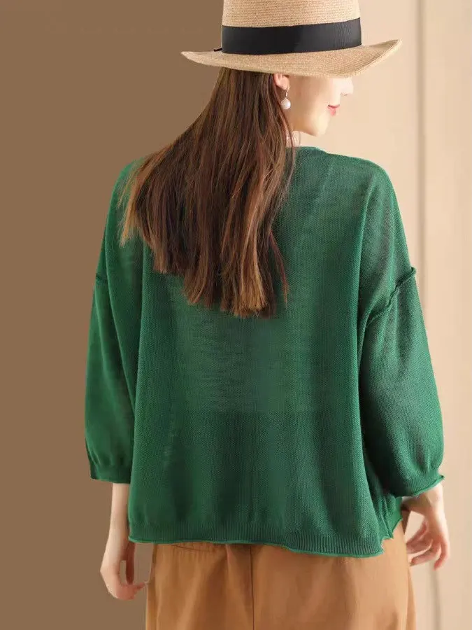 الرجعية الكتان محبوك سترة مفتوحة المرأة عادية فضفاض التخسيس ملابس خارجية ربيع 2025 جديد Sle سترة قطنية مريحة #3