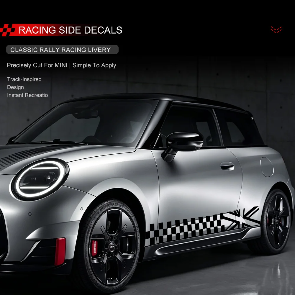 Car Door Side Stickers Racing Sport Decal For Mini Cooper J01 F66 F56 R56 F54 F60 R60 Countryman Waterproof Door Side Stickers