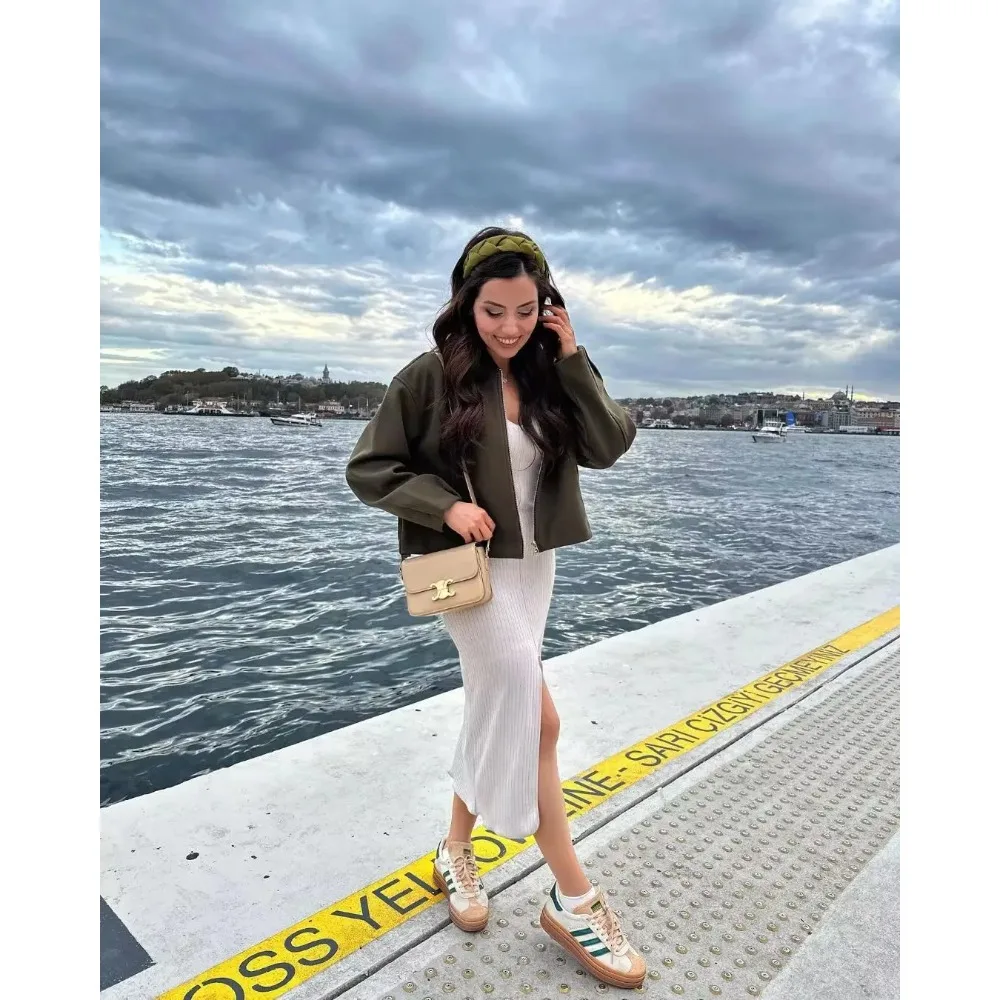 

Versatile Stand Up Collar Soft Jacket CoatAutumn/Winter New Women's Wear New Fashion Casual Loose