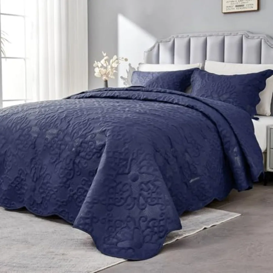 Size Bedspreads Soft Lightweight Quilted Coverlet Set 3 Pieces 1 Quilt 2 Pillow Shams