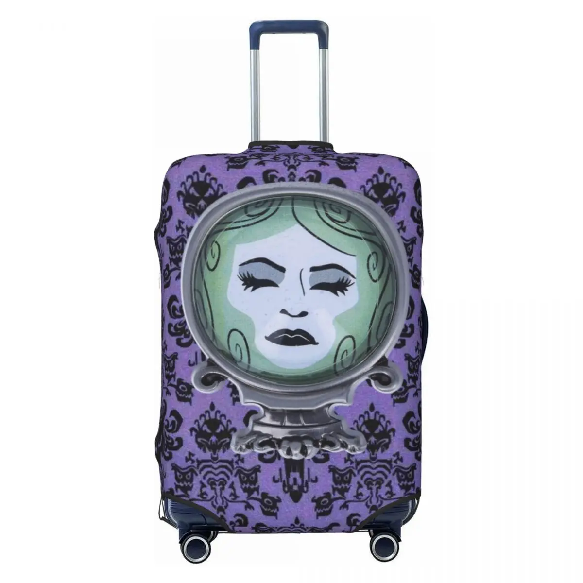 

Custom Haunted Mansion Purple With Madame Luggage Cover Protector Funny Halloween Ghost Travel Suitcase Covers for 18-32 Inch