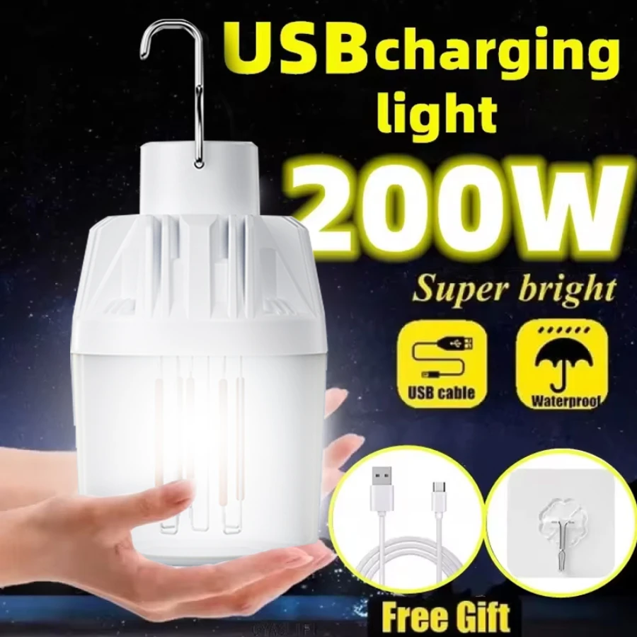 Outdoor USB Rechargeable LED Lamp Bulbs Emergency Light Hook Up Camping Fishing Portable Lantern Night Lights