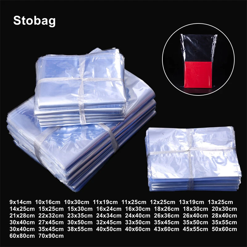 

StoBag PVC Heat Shrink Film Transparent Blue Wrap Storage Bags for Shoes Soap Gift Plastic Poly Clear Dustproof Home Pouch