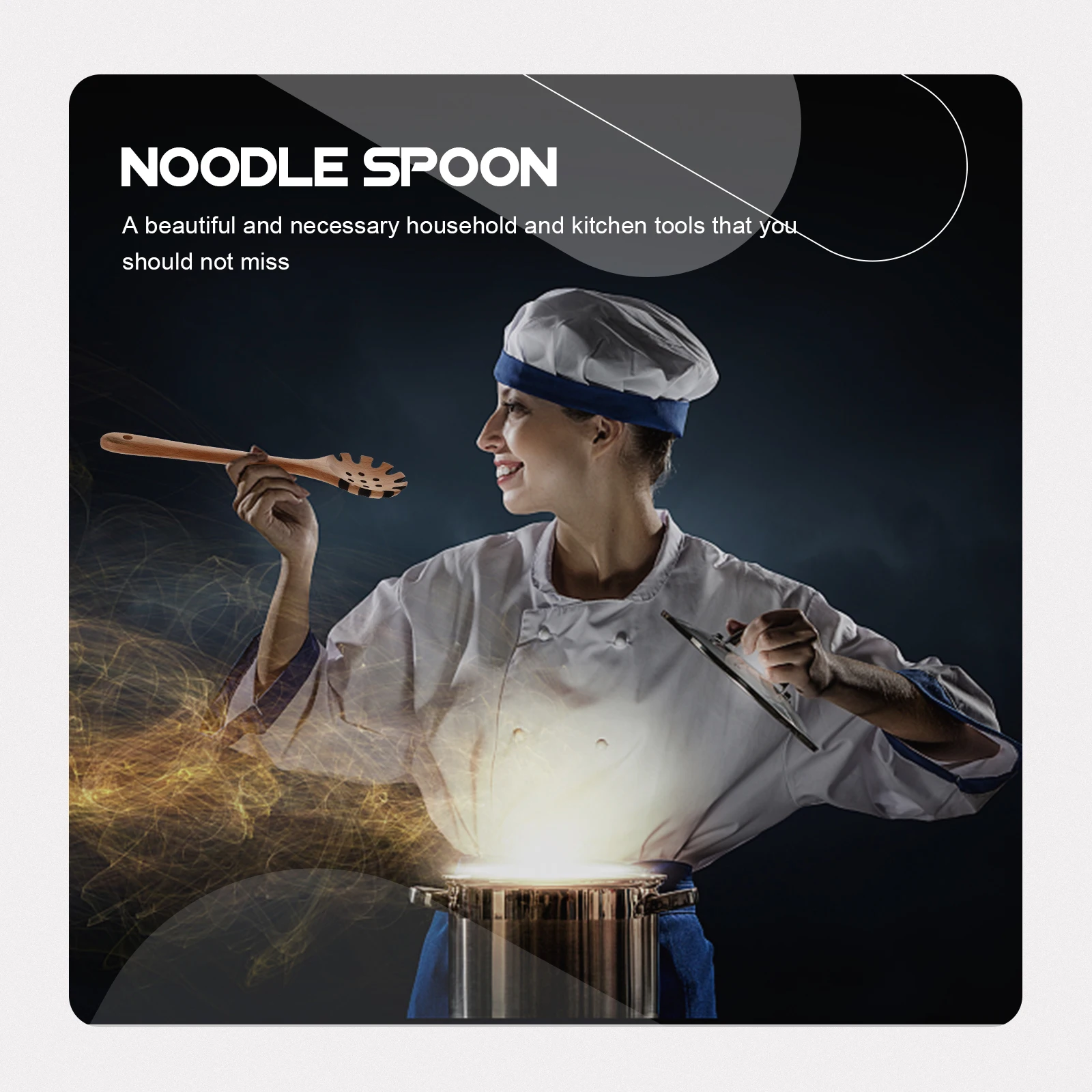 

1Pcs Beech Wood Noodle Spoon Hollow Design Long Handle Hanging Hole Kitchen Strainer Cooking Utensil Noodle Strainer