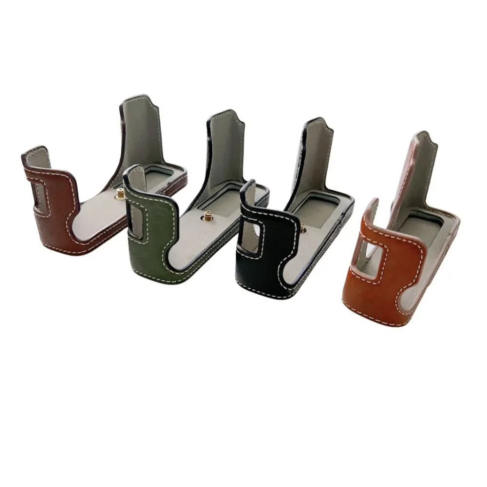 نصف حافظة للكاميرا لهاتف Fujifilm X100V X100F Buffalo Print PU غطاء حماية بفتحة سفلية من الجلد