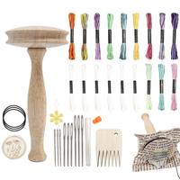 Wooden Darning Tool Kit Smooth Clothes Sock Holes Mushroom Darner DIY Handicraft Darning Thread Patch Mending Tool Set