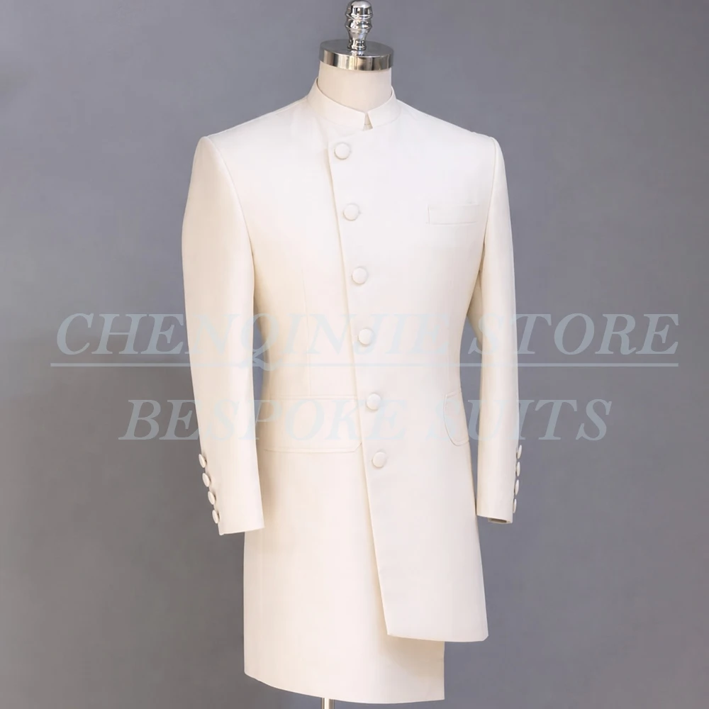 

Solid Color Men's Suits Blazer Fashion Single Breasted Stand Lapel Irregular 1 Piece Jacket Elegant Coat Male Clothig
