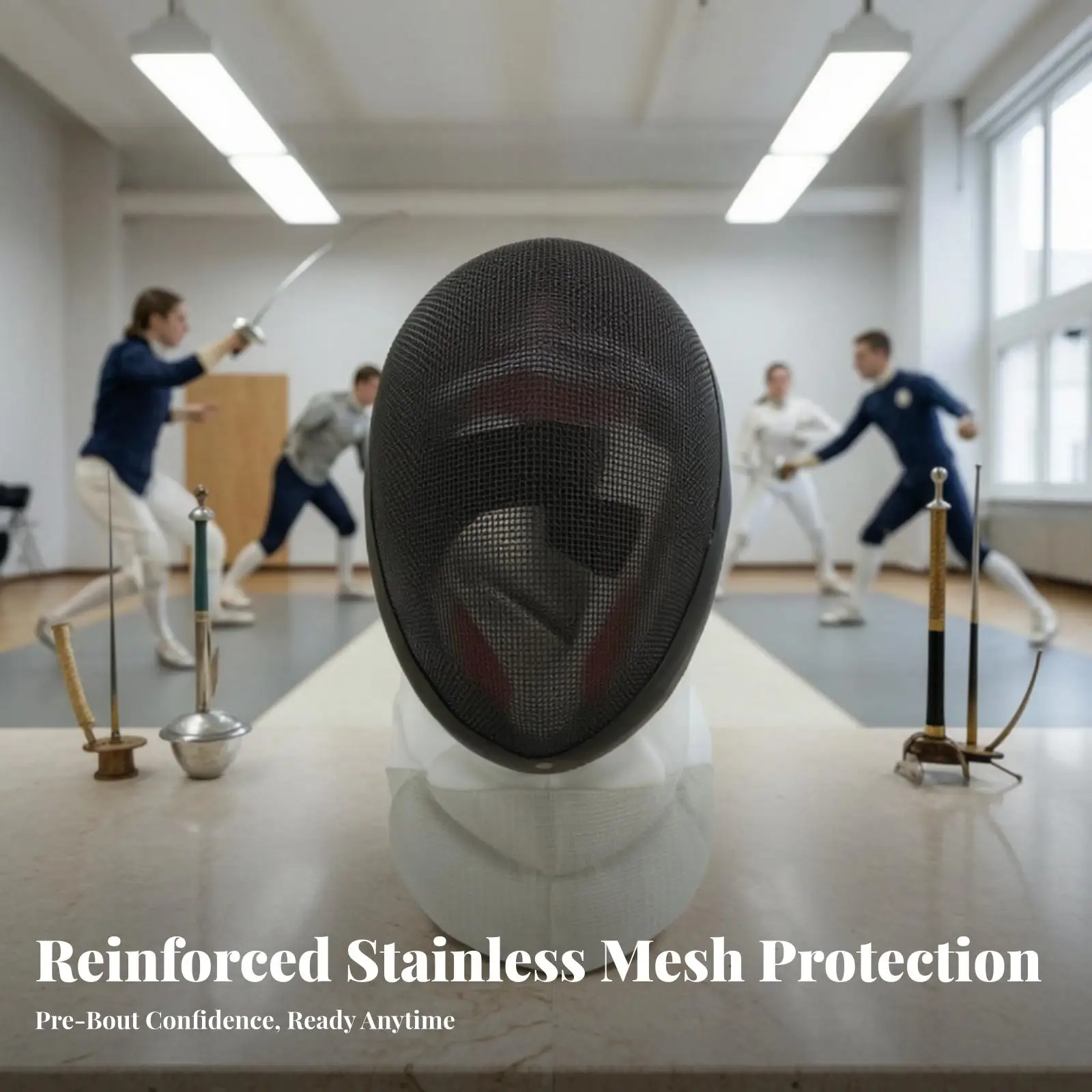 Fencing Faceguard with Stitched Panels for Secure Fit Training Foil Mask with Bib